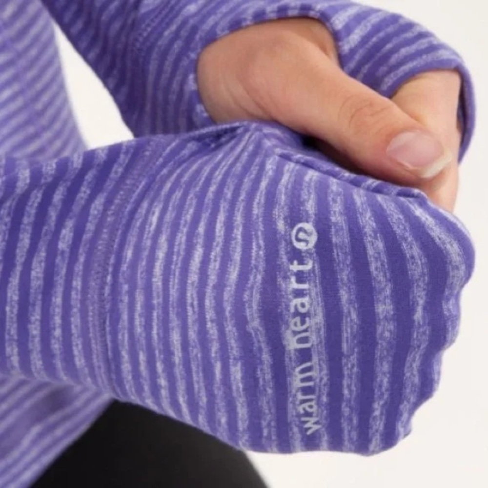 Lululemon Run Your Heart Out Pullover Purple Stripe Half Zip Size 8 - Picture 3 of 12